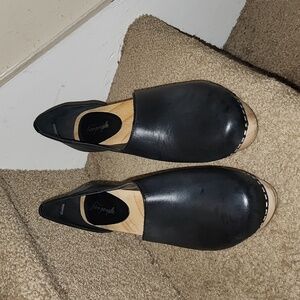 Free People Black Leather Clogs